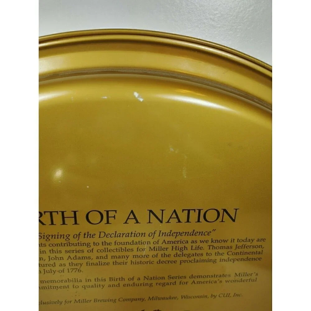Miller Birth Of A Nation Declaration Of Independence Metal Serving Platter Tray